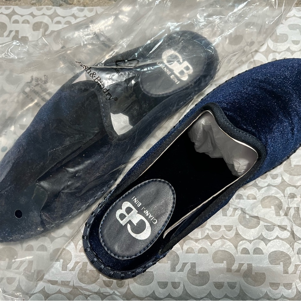 Gianni Bini Navy Velvet Slip-On Flats